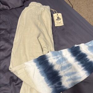 Easel Blue and Cream Tie-Dye Joggers